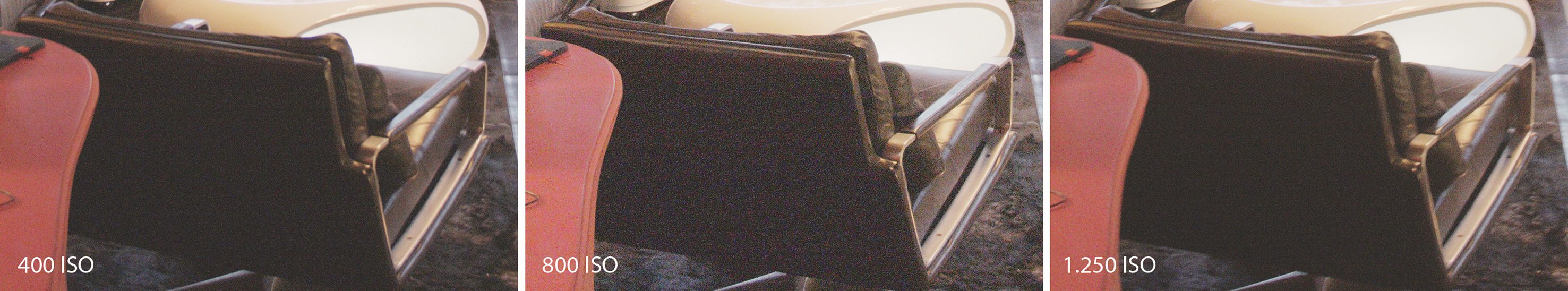 400isoupvergleich digital production Die aufgehellten Muster zeigen das geringe Rauschen bei 1.25O ISO und die Abwesenheit von Fixed Pattern Noise.