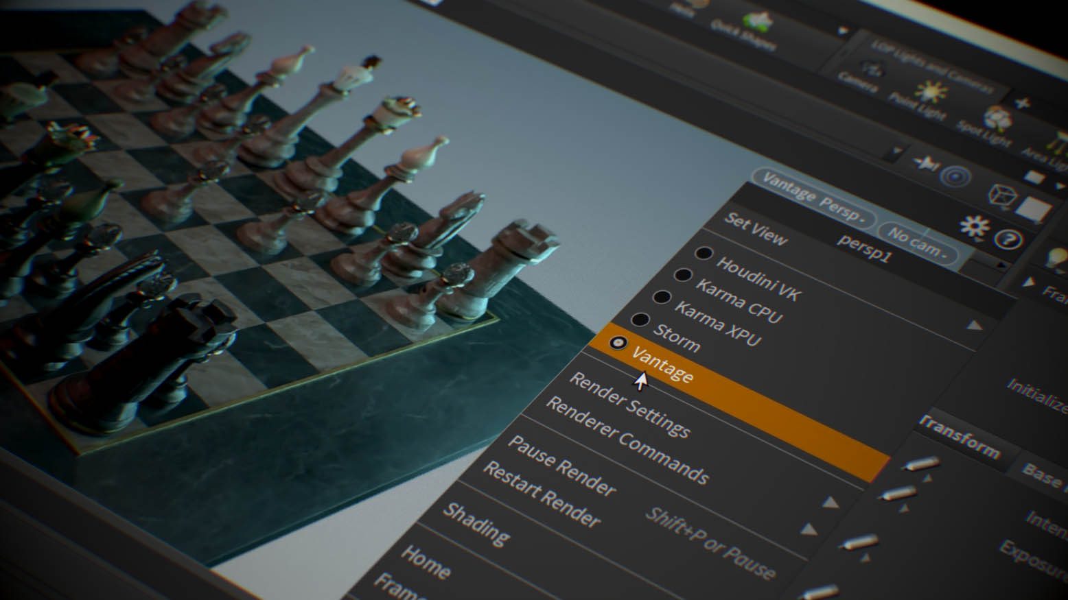 a closeup of a chessboard featuring ornate pieces displayed in a 3d rendering software interface the interface shows various settings and options emphasizing the intricate textures and details of the chess pieces digital production https://alizvfdwaq.cloudimg.io/https://6852391.fs1.hubspotusercontent-na1.net/hubfs/6852391/Hydra%20Delegate%20in%20Chaos%20Vantage%20UI.jpg?&optipress=3&force_format=avif&gravity=smart&aspect_ratio=1.7782857142857142