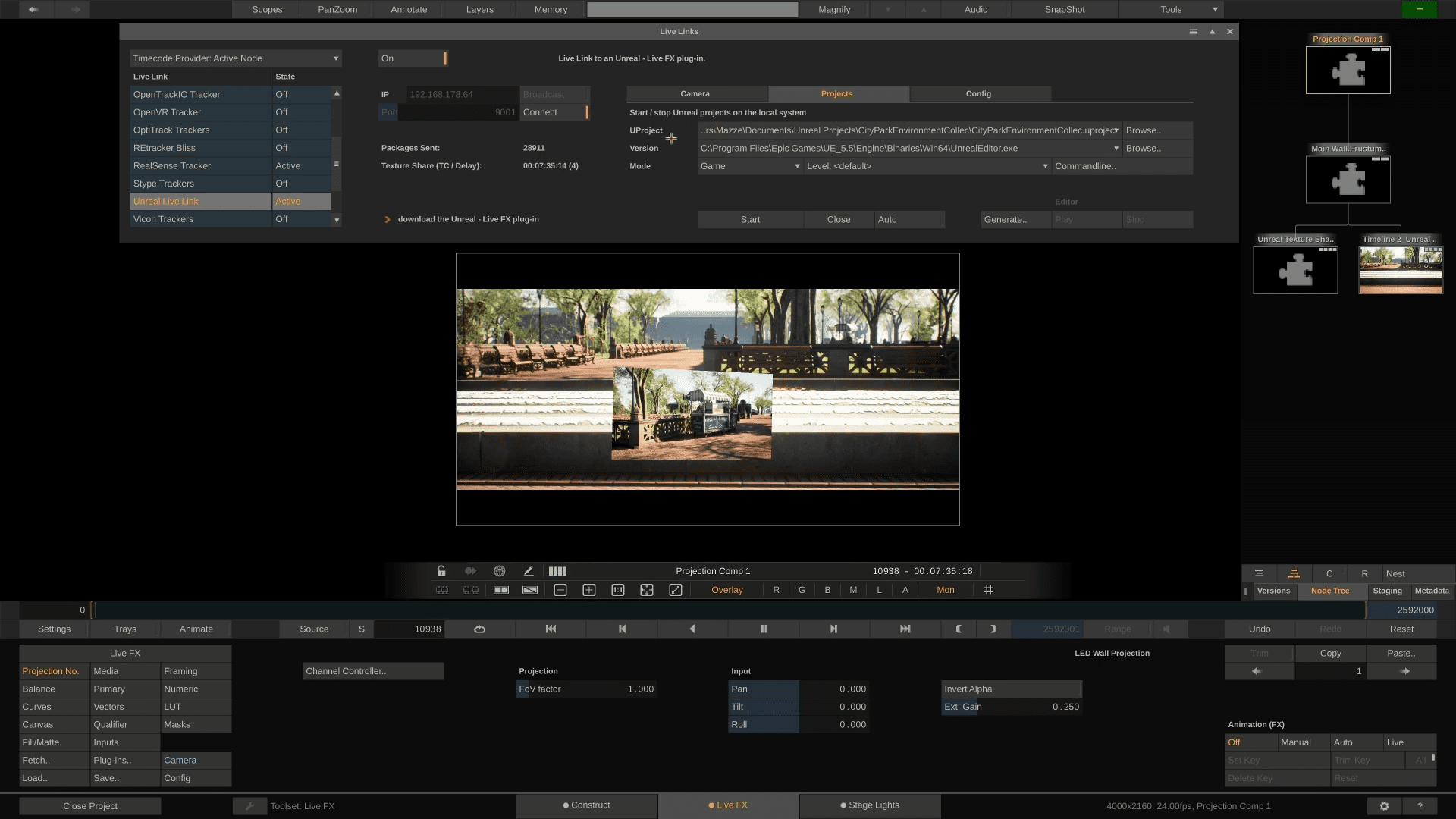 a digital interface display showing a software application for video editing or visual effects featuring a main project window with an image preview surrounded by various editing tools and settings in a sleek darkthemed layout digital production A digital interface display showing a software application for video editing or visual effects, featuring a main project window with an image preview, surrounded by various editing tools and settings in a sleek, dark-themed layout.