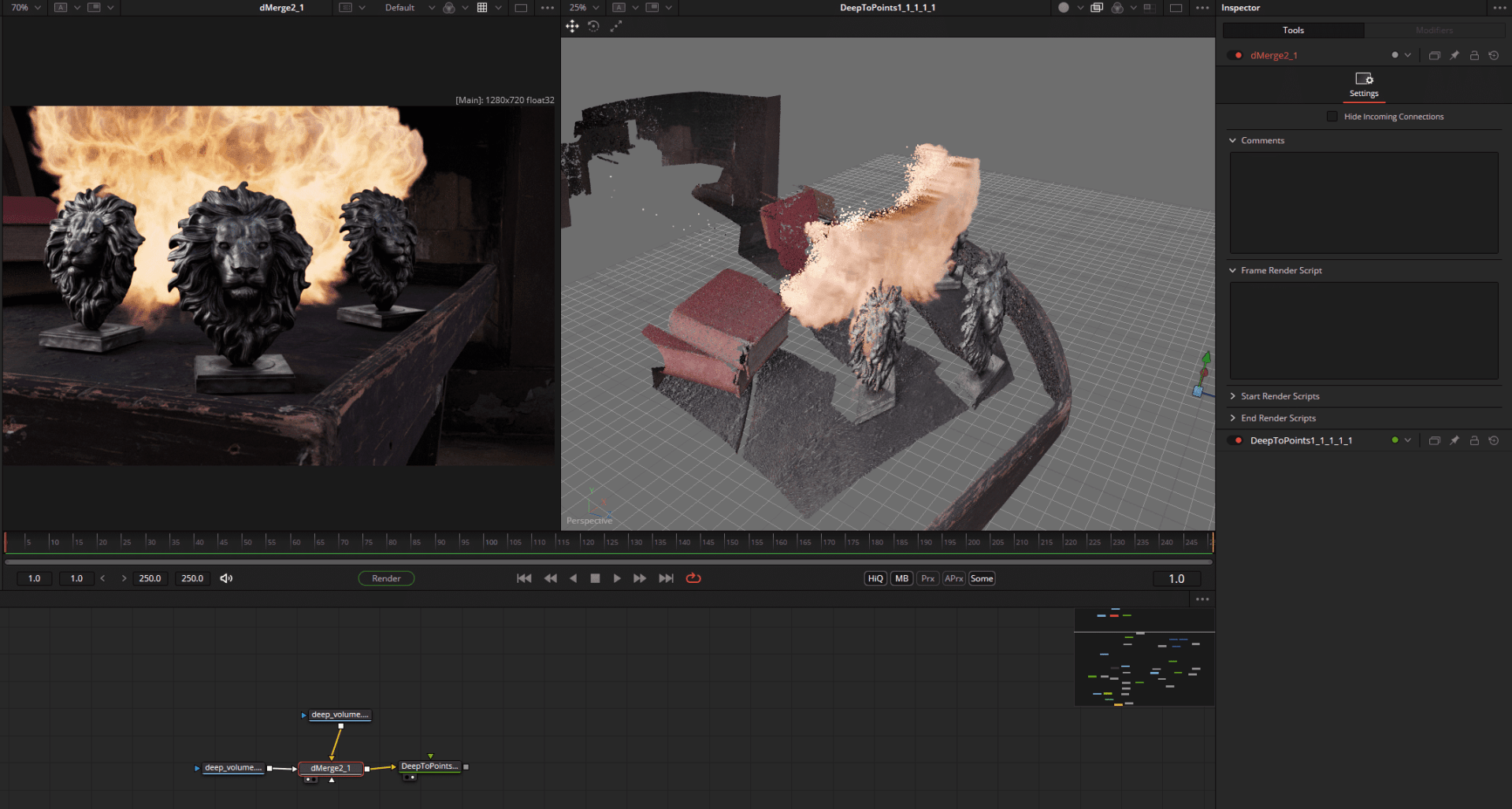 3d modeling software interface showing lion statues and fire digital production 3D modeling software interface showing lion statues and fire.