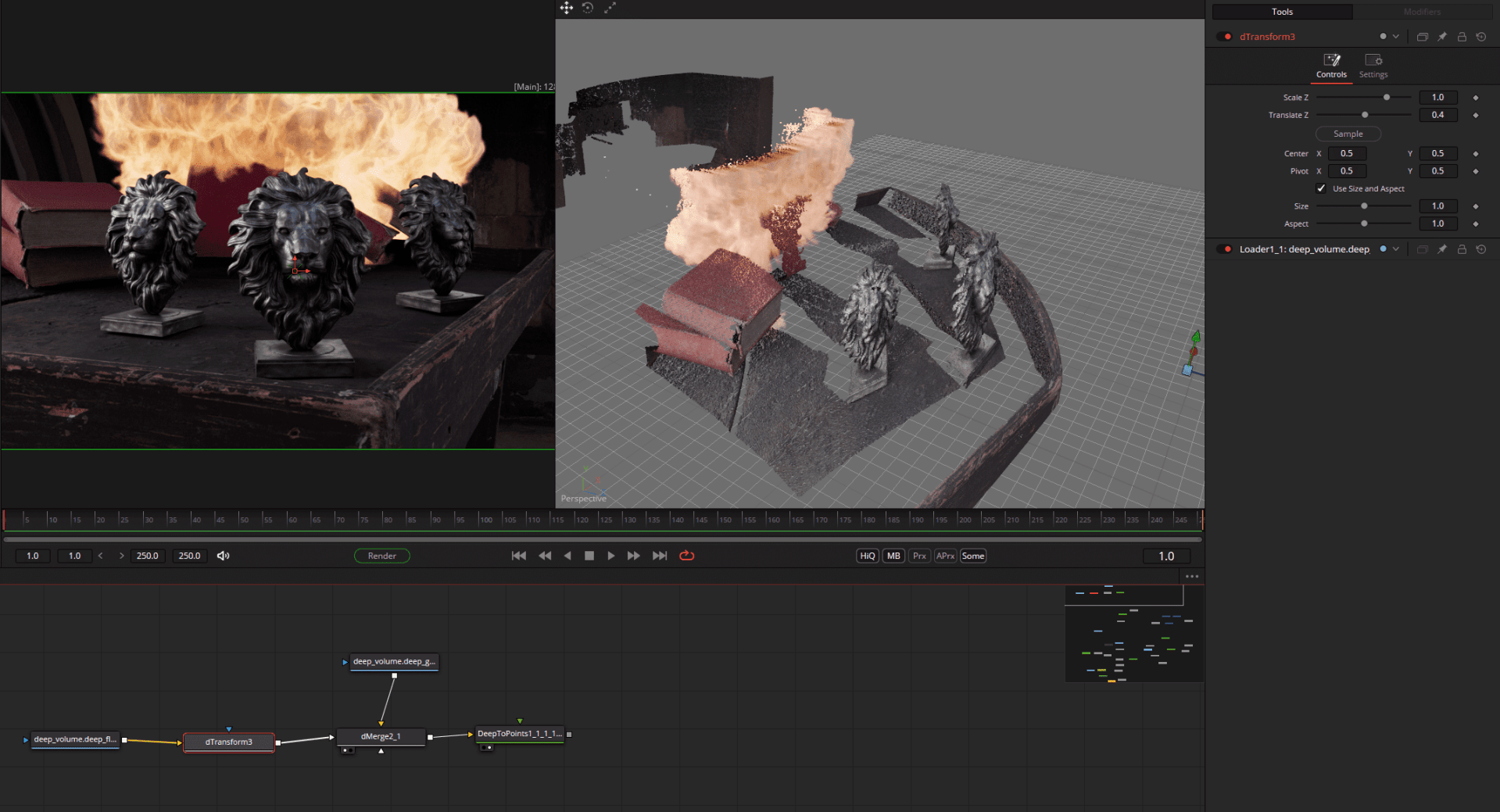 3d scene with lion sculptures and flames digital production 3D scene with lion sculptures and flames