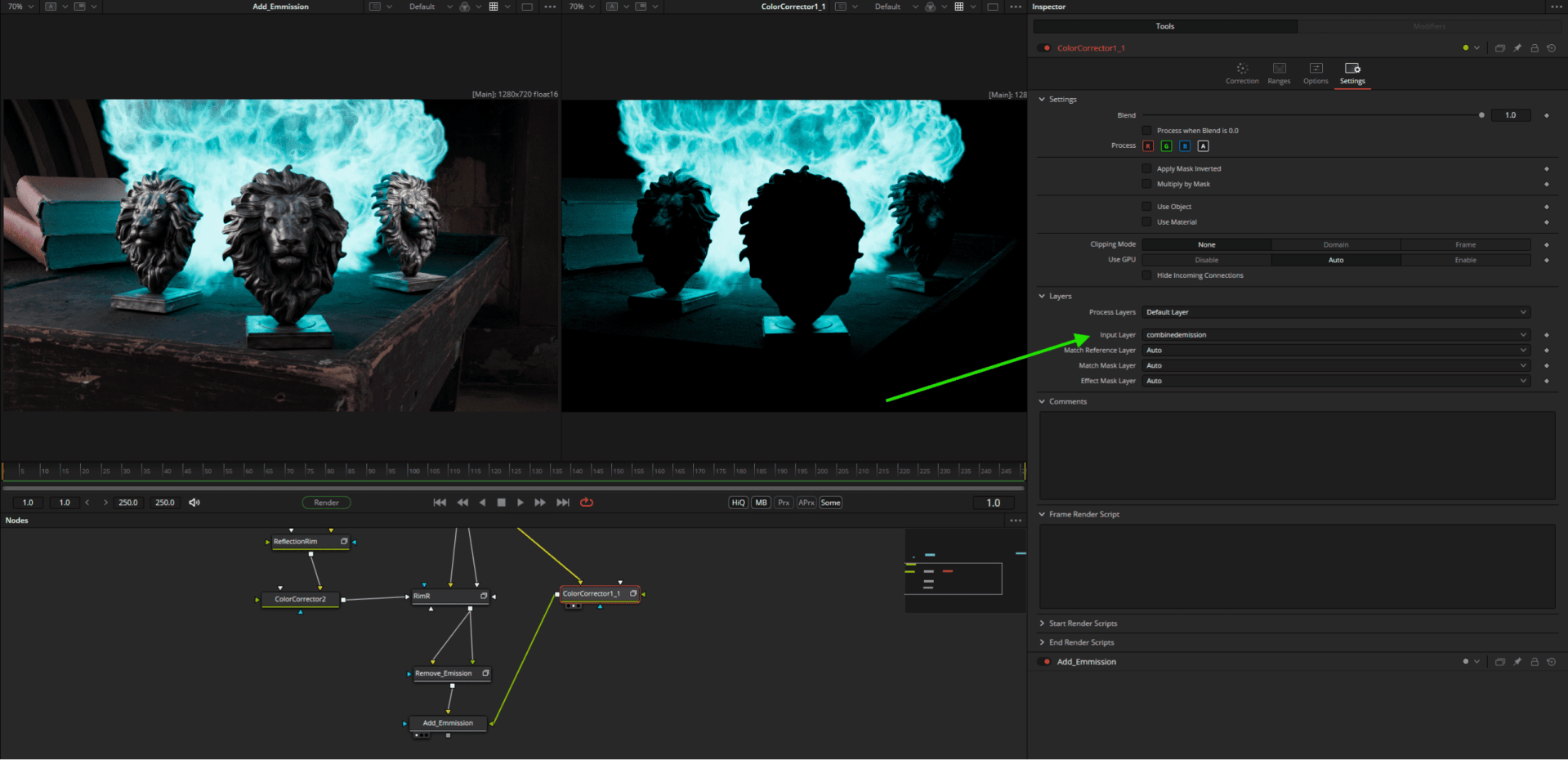computer screen displaying 3d models with effects in a software interface digital production Computer screen displaying 3D models with effects in a software interface.