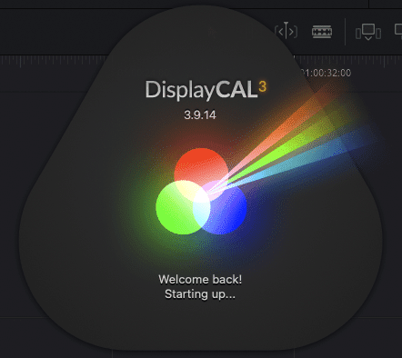 displaycal software welcome screen displaying colorful rgb dots with the text welcome back starting up digital production DisplayCAL software welcome screen displaying colorful RGB dots with the text 'Welcome back! Starting up...'