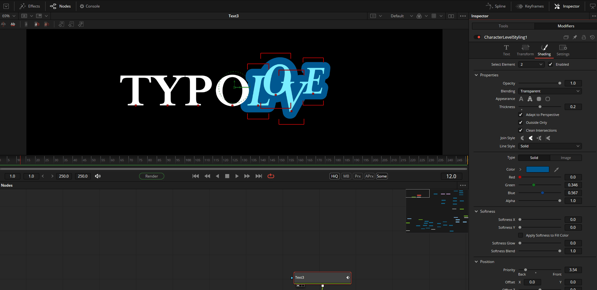 text design software displaying the word typolove in blue and white digital production Text design software displaying the word 'TYPOLOVE' in blue and white.