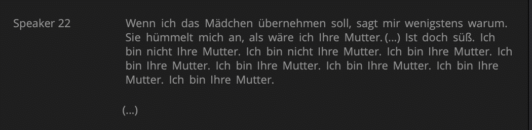 verwirrt digital production Bisweilen ist die AI verwirrt – nur die negierte Variante kam einmal vor.